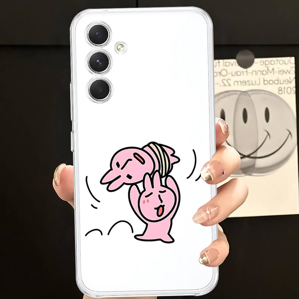 Funny My Friend Rabbit Pink HD Clear Transparent Phone Case For Samsung Galaxy A52,A12,A51,S24,S23,S22ULTRA,S21 Edge,S20LITE,Plu
