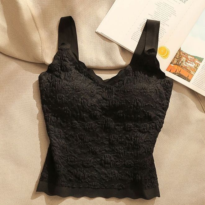 

Горячая девушка жаккардовый топ-майка нижнее белье красивая спина жилет бюстгальтер интегрированный верхняя одежда бандо топ для женщин лето L