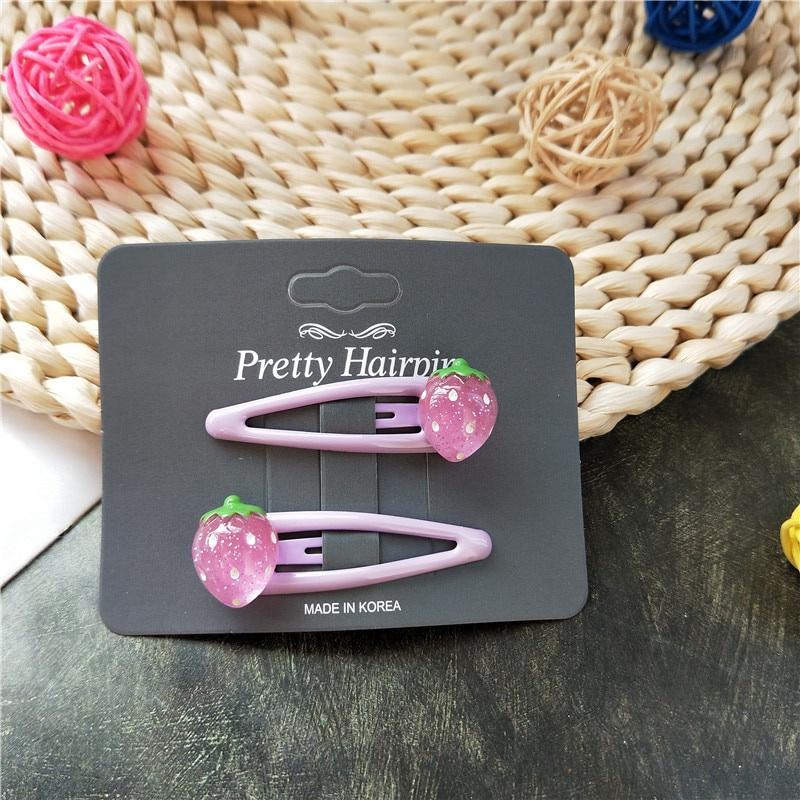 2PCS New Cute Sparkling Strawberry Kids Hairpins Children Headwear Baby Hair Clips Headdress Girls Hair Accessories