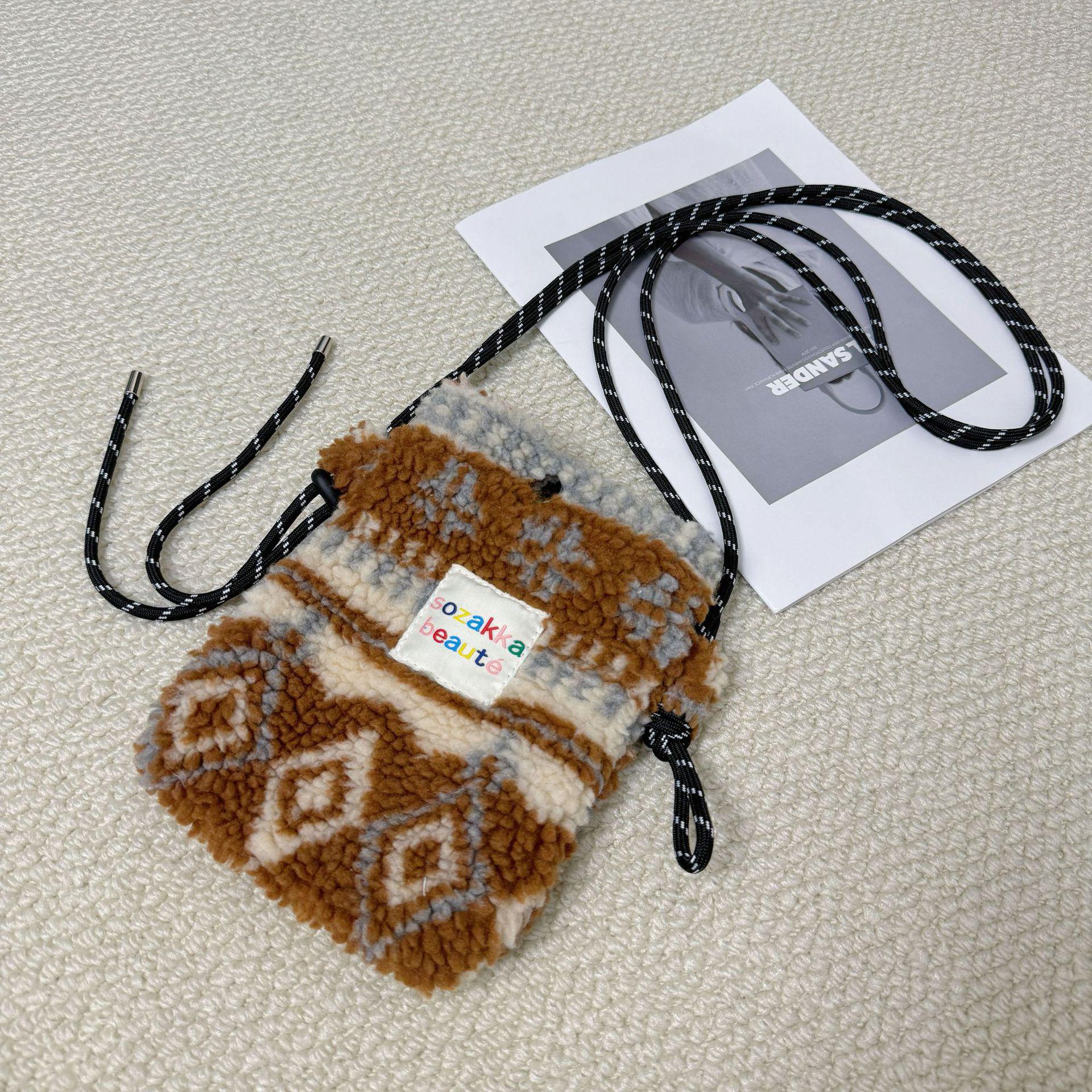 

2024 Осень/Зима Женская Мини Сумка через плечо и сумка-мессенджер из плюшевой овчины One Size Mobile Phone Bag