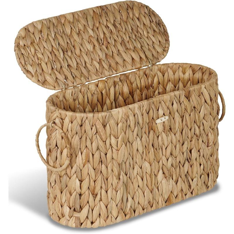 Toilet Paper Storage Basket, Toilet Paper Holder with Lid- Holds Up to 9 Mega Rolls, Home Bathroom Decor Organizer Storage basket
