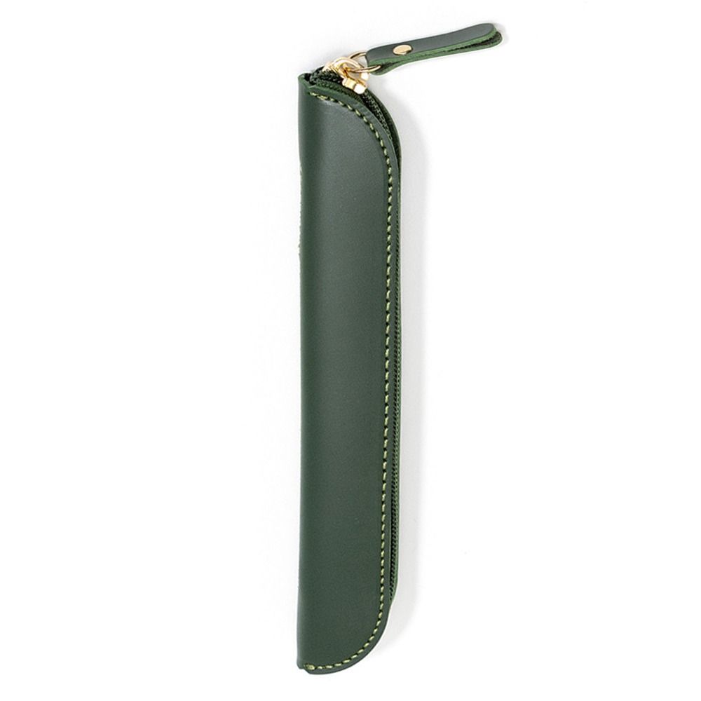 

Однотонная сумка для ручек, изогнутая молния, прочный защитный чехол для ручек, для бизнеса темно-зеленого