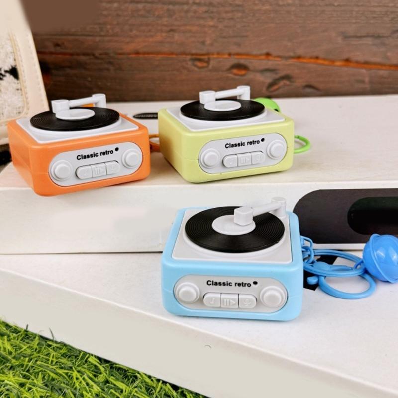 Vintage Recordable Gramophone Music Box Keychains Pendants With Recording Function Builts In Music Box For Unique Gift