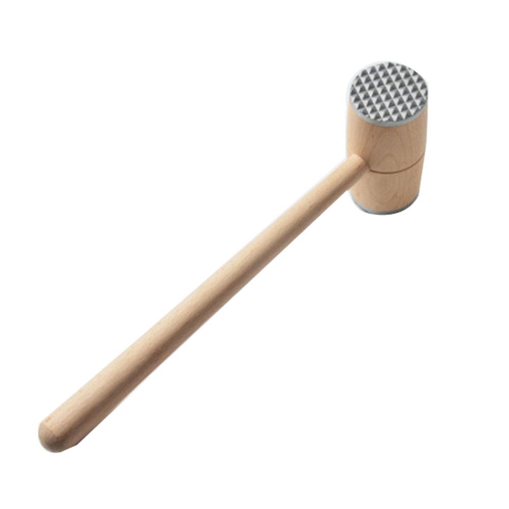 Wood Mt Tenderizer Hammer, Two Sides Wood Mt Hammer Pounder for Tenderizing Stk Beef Practical Kitchen Tool
