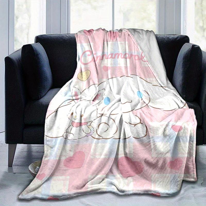 1pc, Sanrio Cinnamoroll Home Decor Flannel Blanket: Perfect Gift for Bedroom, Living Room, Travel, Camping, Car, Beach, Office Naps. Ideal Sofa Blanke