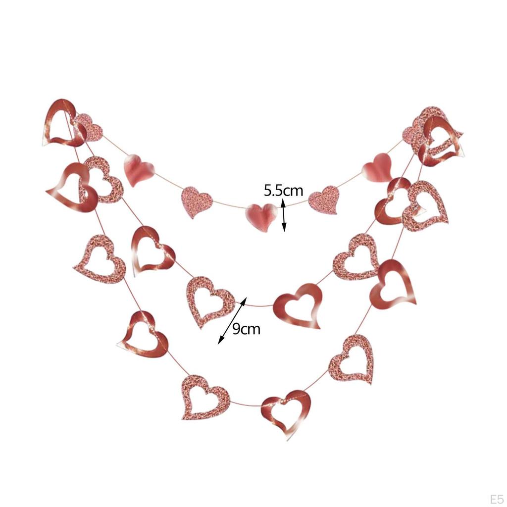 3 Stück DIY Valentinstag Banner, Valentinstags Wimpelketten Schnur, Herz Papiergirlande für