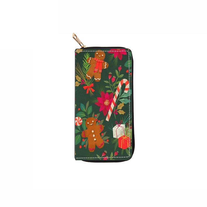 Świąteczny długi portfel na zamek błyskawiczny portfel portfel