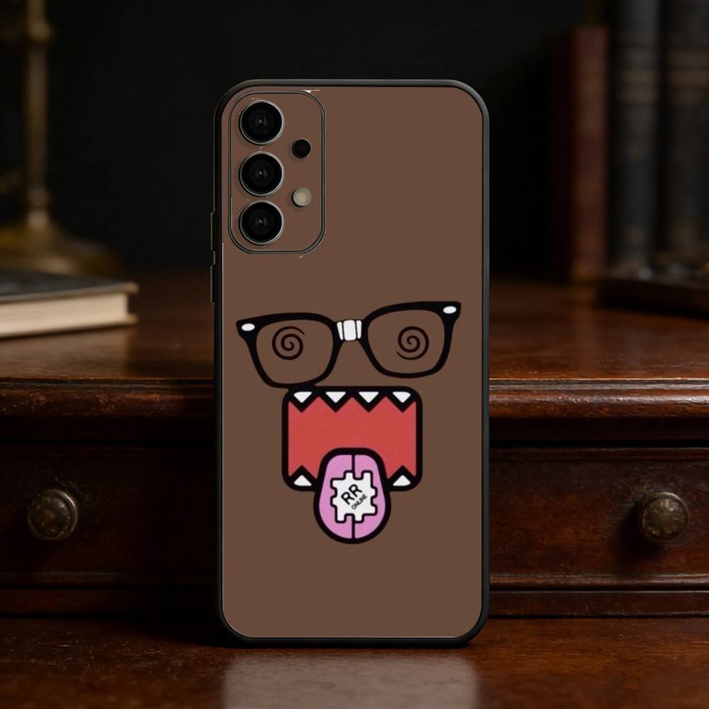 Cute Domo-kun Phone Case Phone Case For Samsung S25,24,23,22,30,21,10,9,Ultra,Plus,Lite Soft Black Case