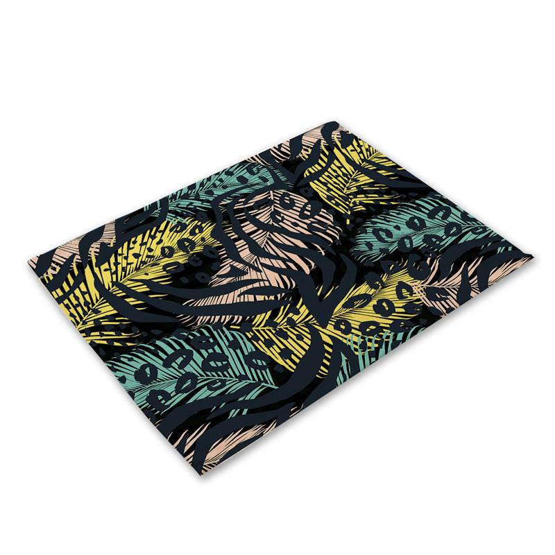 Anti-scalding Table Mats Leopard Print Linen Placemats For Kitchen Table Cup Coasters Placemat For Dining Table