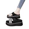 Beautiful Platform Slippers Women's Summer Wear New Versatile Fashion with Skirt Rhinestone Slope Heel One-word Sandals