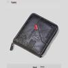 Korean Style Men's Retro Short Wallet - Patchwork Card Holder with Zippered Coin Purse and Driver's License Document Bag.