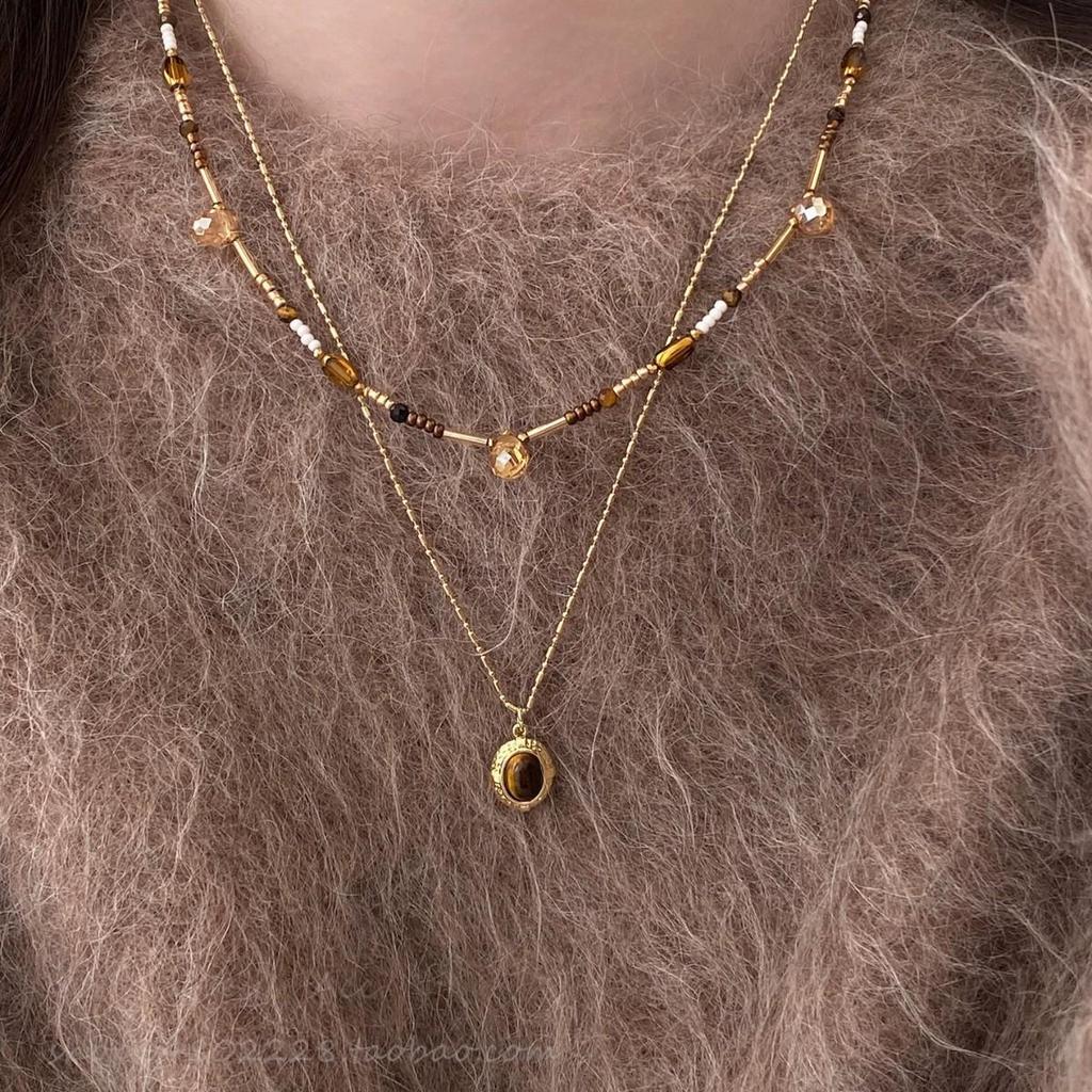 2025 Retro Tiger Eye Necklace: Elegant, Versatile Clavicle Chain with a High-End Luxury Feel