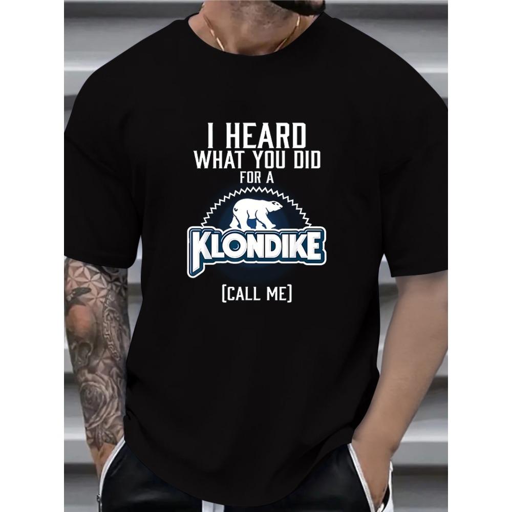 

European sizes Men s Summer T-Shirts - Unique Klondike Logo Graphic Print, Breathable Short Sleeve Tees for Trendy Casual Wear 4XL чорний
