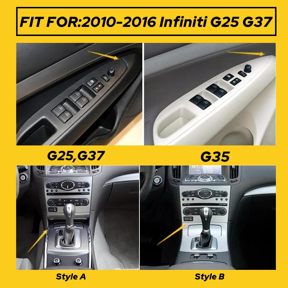1Set Black Carbon Fiber Style Car Interior Decor Kits Trim Sticker For Infiniti G25 G37 2010-2016  Interior DIY Trim Decals