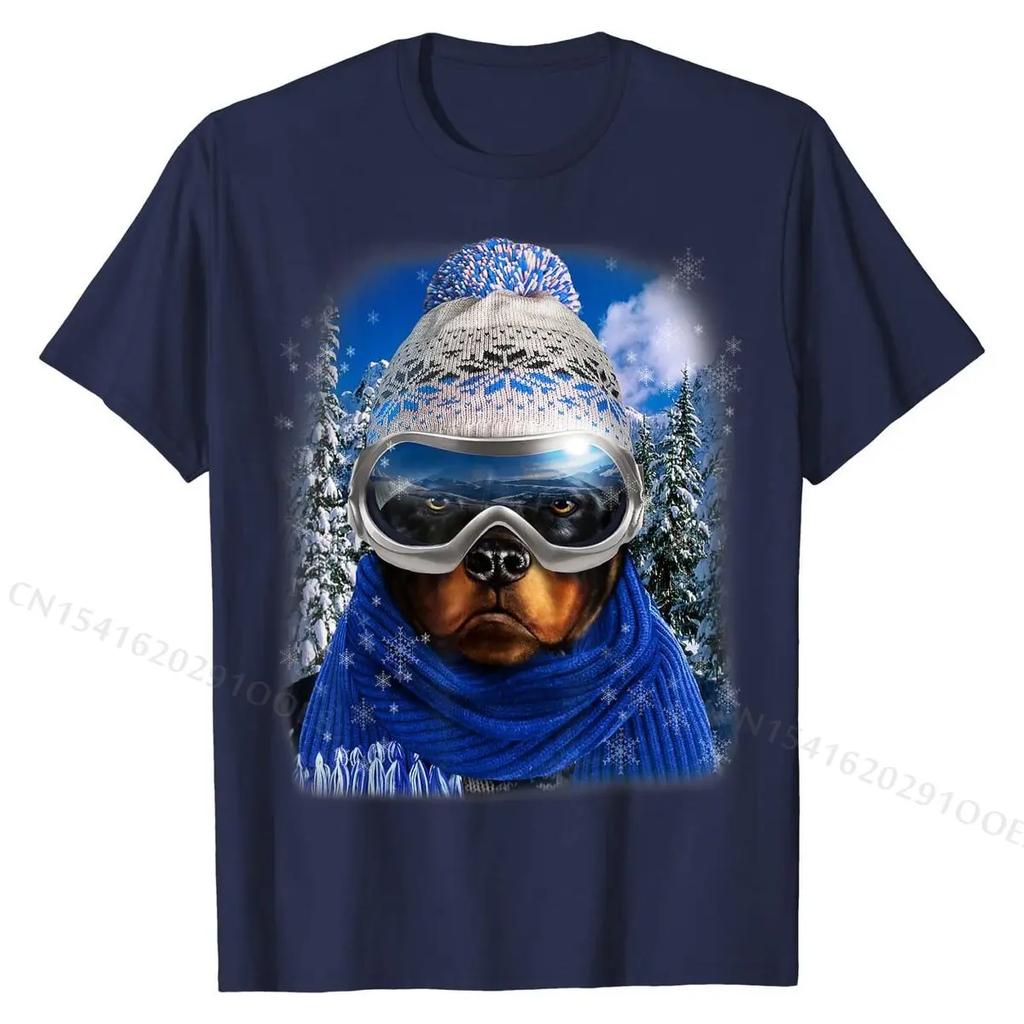 Rottweiler Dog in Winter Ski Snowboarding Sport Wear T-Shirt Cheap Tops Shirt Personalized T Shirts Cotton Classic