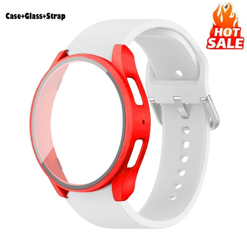 Lot de 2 Verre Trempé+Coque+Bracelet Pour Samsung Galaxy Watch 7 6 5 4 40mm 44mm Housse Protectrice d'Écran en PC Bracelet Galaxy Watch 6 7 5