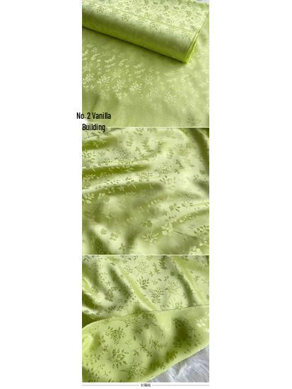 Golden Branch & Leaf Jacquard Sand-Wash Silk Fabric for Chinese Style Hanfu & Cheongsam Dresses