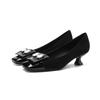 3-3 Splicing Rhinestone Single Shoes for Women, Not Tired Feet, Autumn New Square Head Thin Heel Suede High Heels for Women
