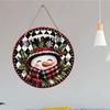 Snowman winter plaid patterned Round Wooden Hanging Plaque farmhouse wall art front door sign holiday Christmas home decor indoor outdoor ornaments