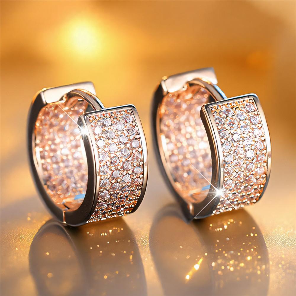 Белые Циркониевые Серьги-Кольца Роскошные Женские Золотого Цвета Свадебные Украшения Для Женщин