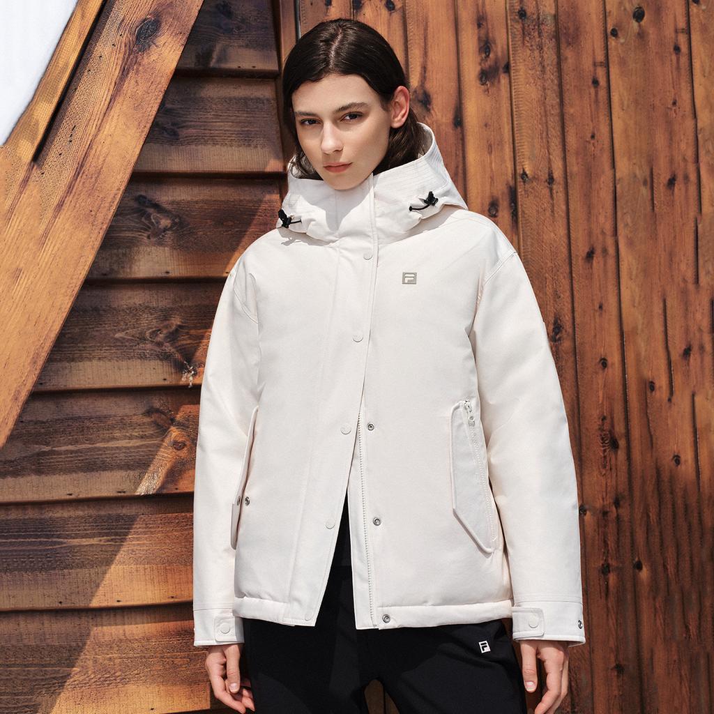Fila Fleece Loose Hooded Warm Long Sleeve Down Jacket Women Outerwear A51W541902F-IV
