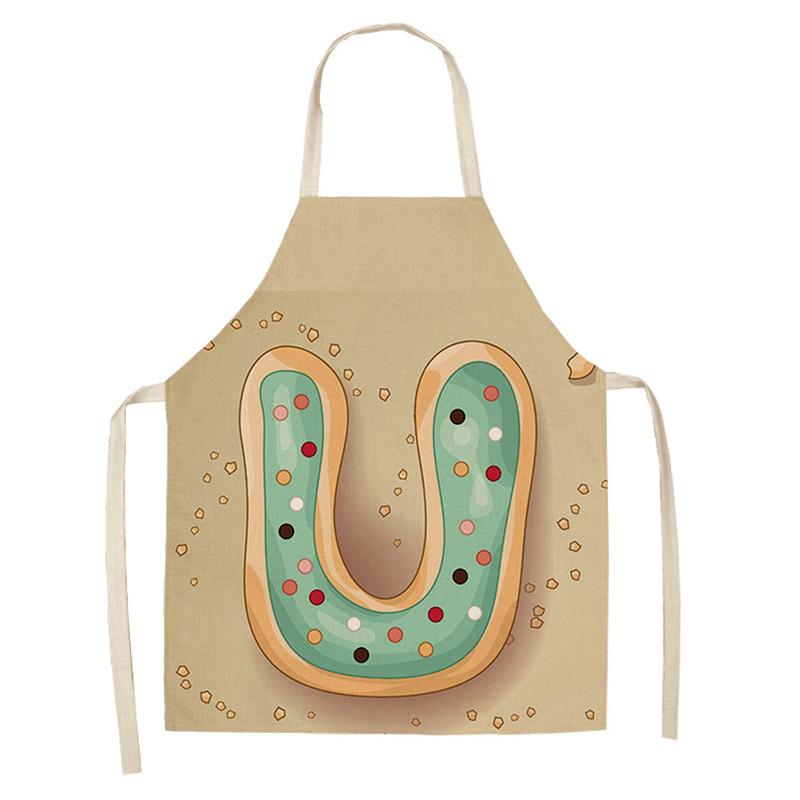 Avental de cozinha com estampa de alfabeto, avental sem mangas de linho para crianças, para cozinhar, churrasco, ferramentas de limpeza doméstica, 47x38cm, 68x55cm