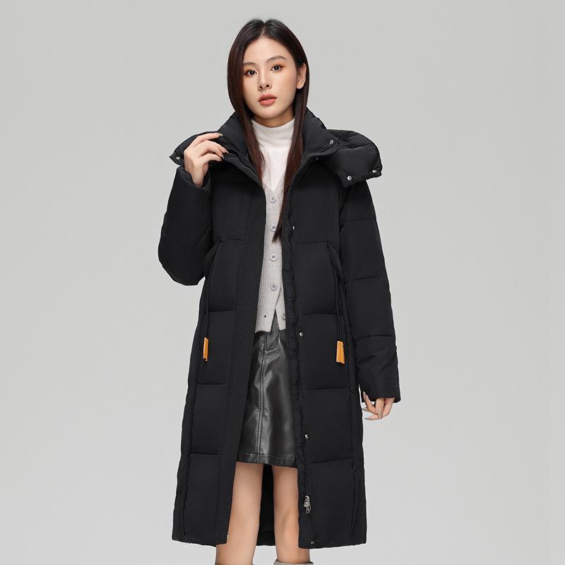 

Женская удлиненная свободная зимняя одежда для пуховика из белого утиного пуха XXL чёрный