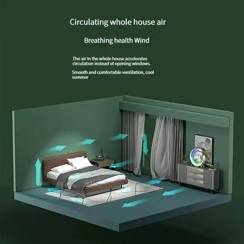 USB-Aufladung Bunte laufende Pferdelampe Standventilator Tragbarer Mini-Auflade-Kleinventilator Loop Leises, geräuscharmes Atmosphärenlicht