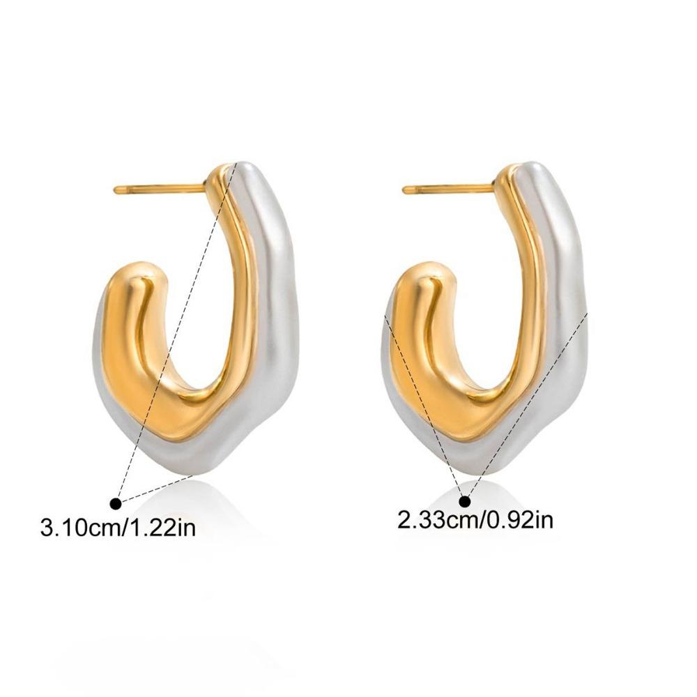 

White Resin Pearl Stud Earrings Stainless Steel Huggie Earrings Simple Personality Style-3