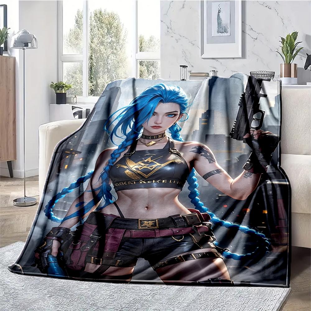 Jinx Theme Printed Blanket - Perfect for Couch, Bed, Travel & Outdoor Use | Machine Washable, Cozy & Durable.