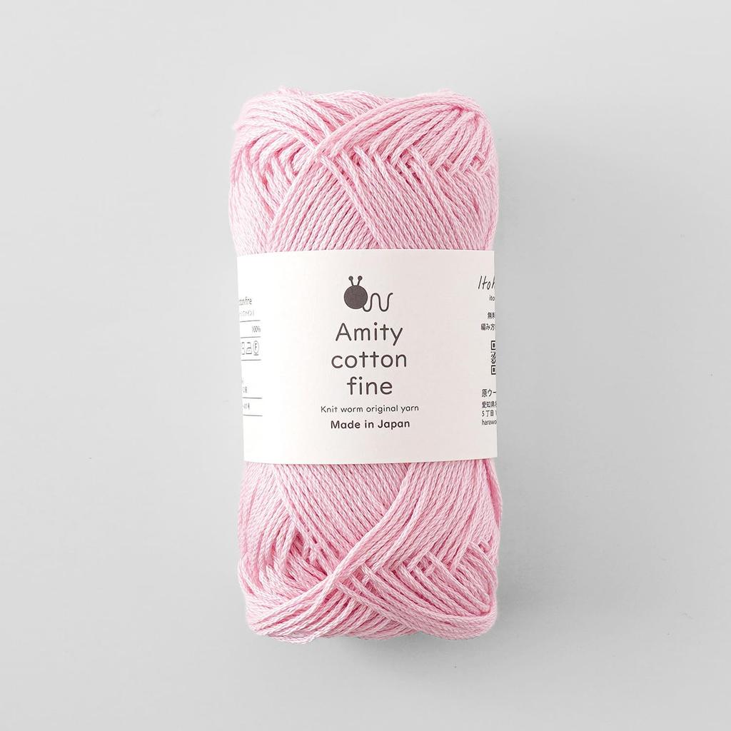 Knitworm Amity Cotton Fine 25g Made in Pink Wool, 5-Pack, Medium-Fine, (Approx. 80m), 100% Cotton, Japan, 105.