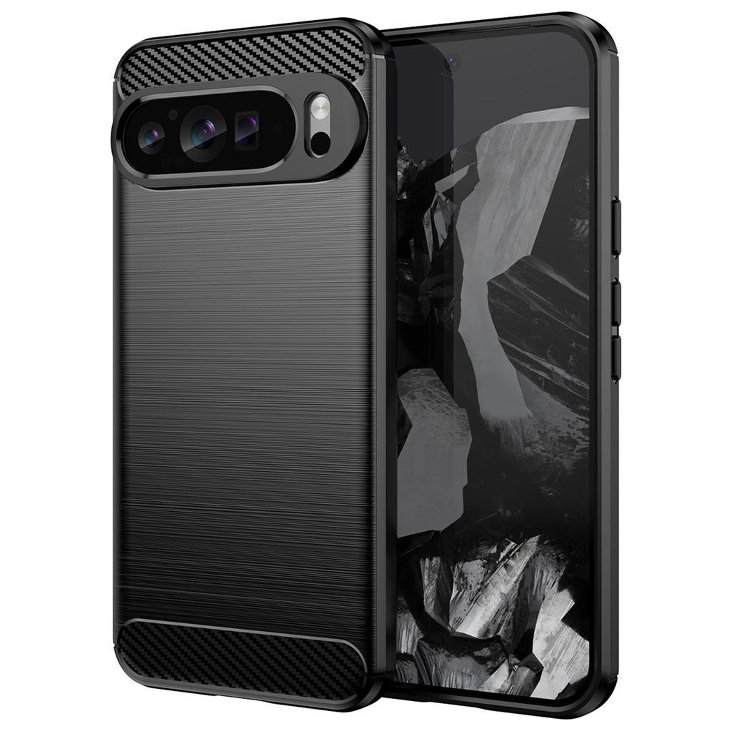 For Google Pixel 9 Pro XL TPU Case Carbon Fiber Texture Mobile Phone Cover
