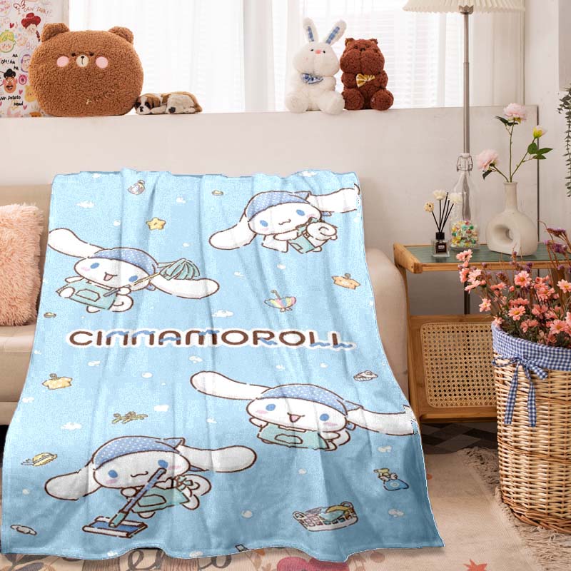 This 3D Adorable My Melody and Cinnamoroll Cartoon Flannel Blanket Is Comfortable and Soft, Suitable for Use In Bedrooms, Beds,