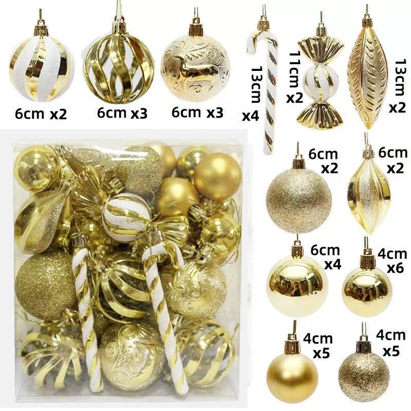 29/36/40pcs Christmas Ball Silver Red Christmas Tree Hanging Pendants Printed Special-shaped Gold Christmas Spheres  New