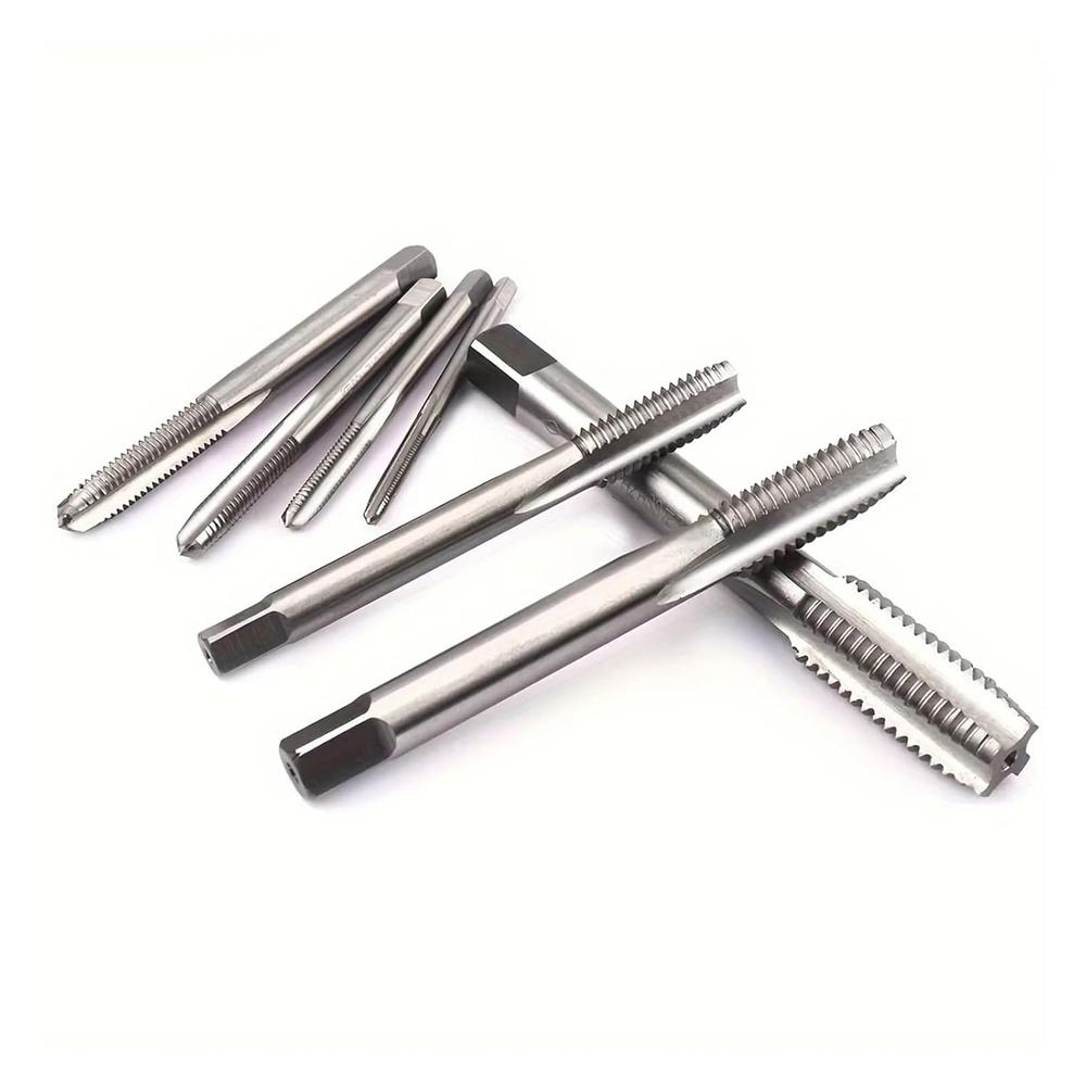 7 Pieces Square Shank Pointed Straight Groove Thread Tapping Internal Thread Tapping Tool Set, HSS Tapping Tool Set M3-M12 Hand