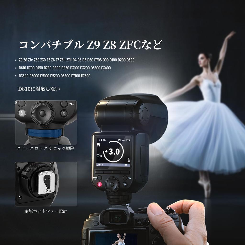 Neewer TTL Round Head Flash Strobe Speedlite Wireless Compatible with Godox Upgraded Fast TCM 600 Full Power Flash Compatible with Z2PRO-N 2.4G 76Ws,