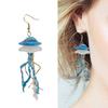 Handmade Elegant Blue Jellyfish Earrings Craft from Acrylic Materials for Casual Outings and Beach Vacations Daily Use