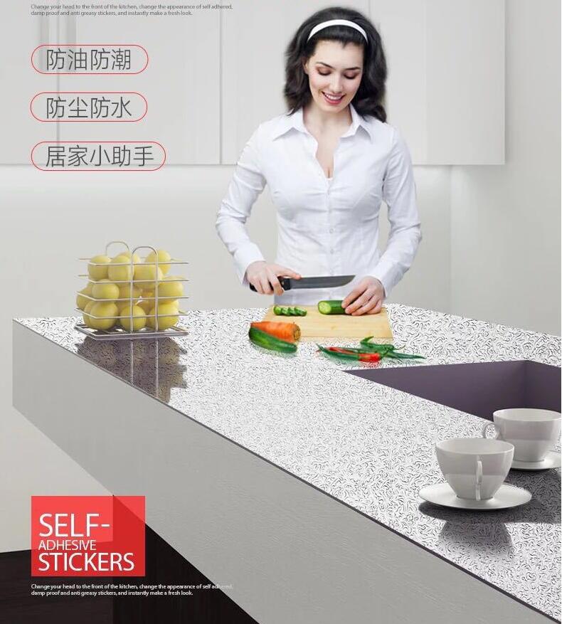 Autocolante de Perete pentru Bucătărie din Aluminiu Impermeabile Rezistente la Căldură Tapet Autoadeziv Renovare Mobilier Folie de Vinil Decorațiune