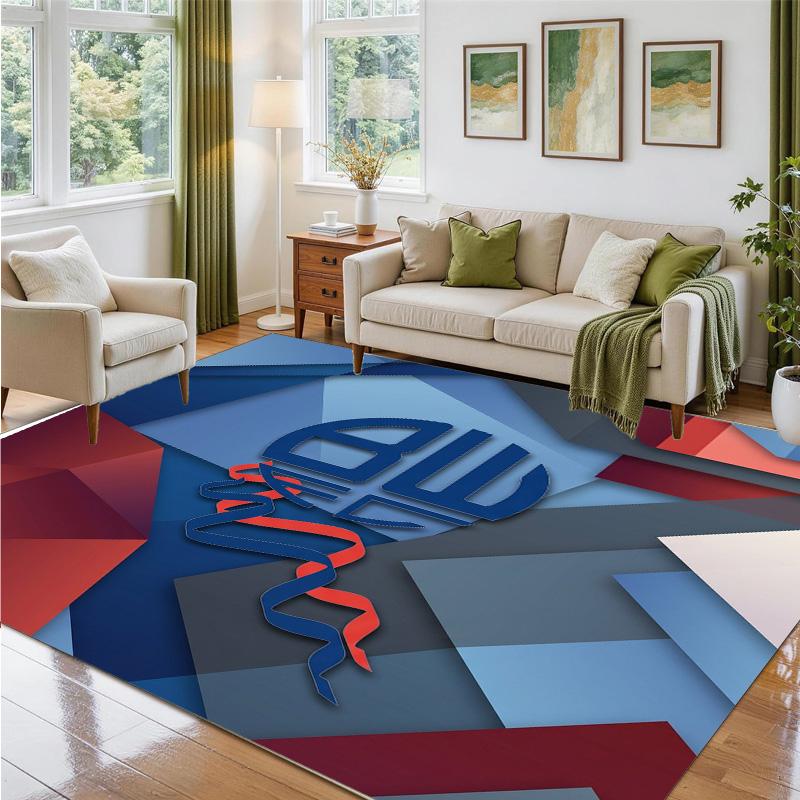 Bolton Wanderers FC Design Crystal Velvet Rug Soft Decorative Mat for Bedroom Entrance