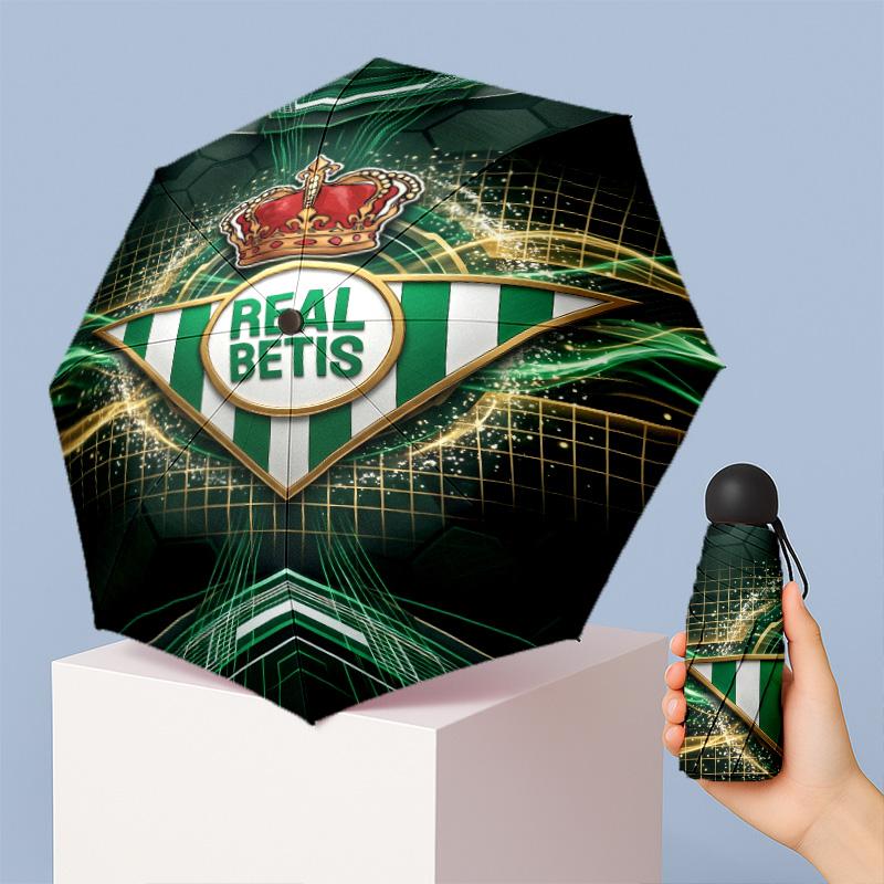 Real Betis Football Pattern Printed Mini 5 Folds 8 Ribs Compact Umbrella Windproof Waterproof Lightweight Portable Folding