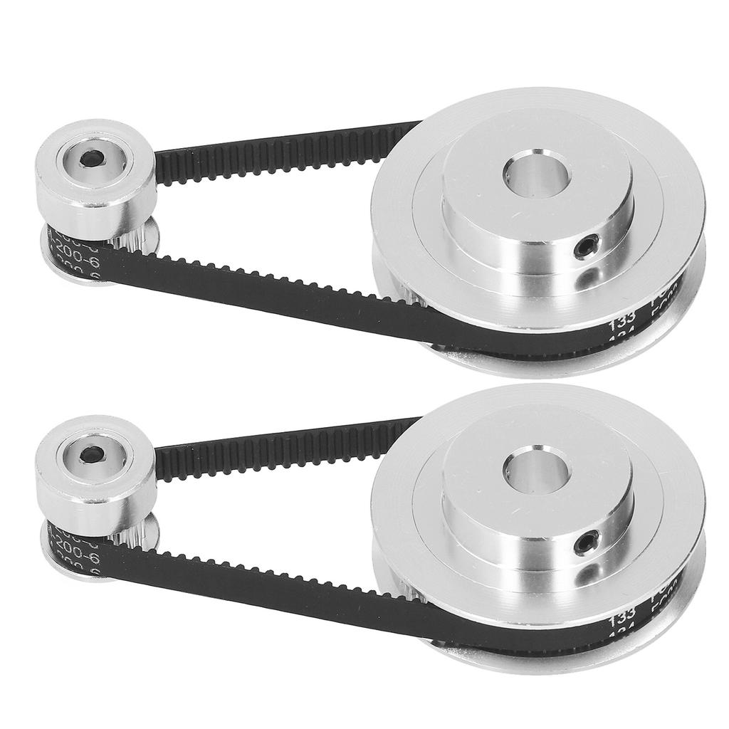 2 Set Synchronous Wheel Aluminum Alloy Timing Pulley with 2Pcs Length 200mm Width 6mm Belt