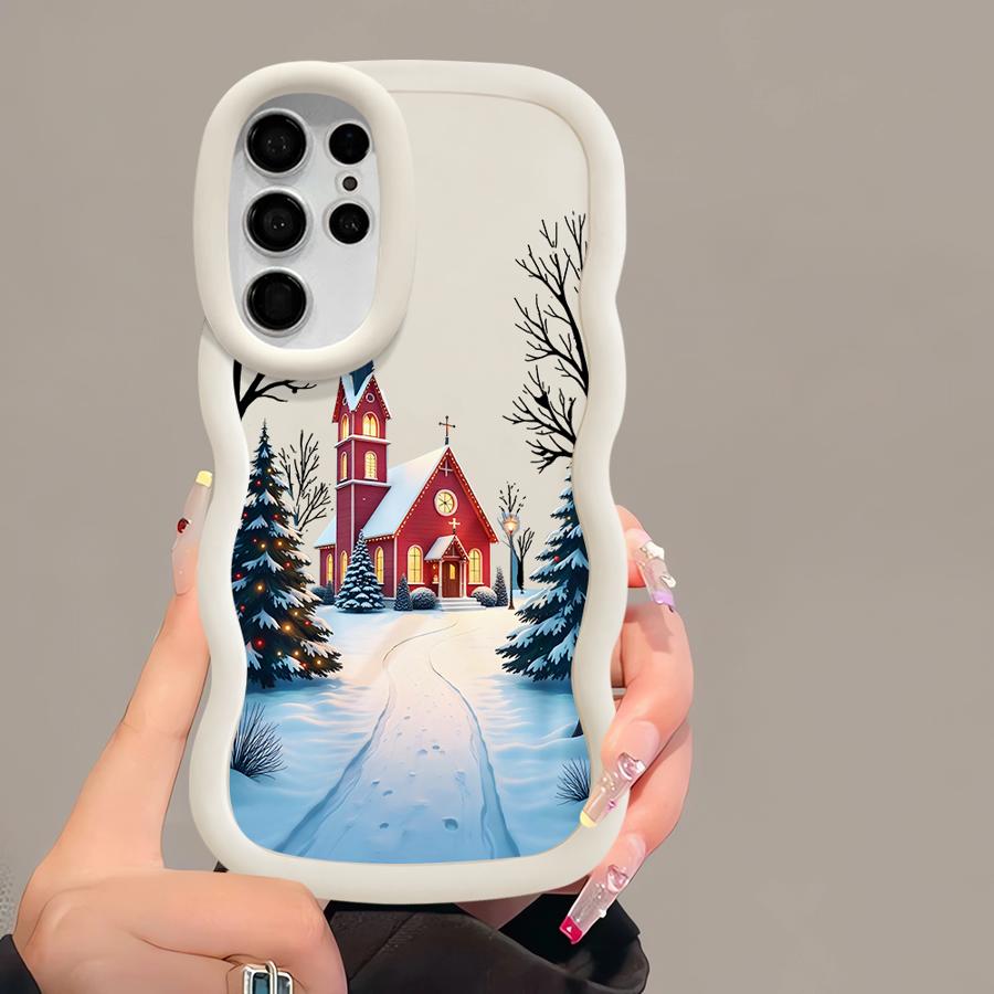 Case for Samsung Galaxy S21 S23 Plus S20 FE A25 S25 S24 A26 S22 Ultra Soft Phone Cover A55 A24 A35 A36 A34 A54 Winter Snow Merry