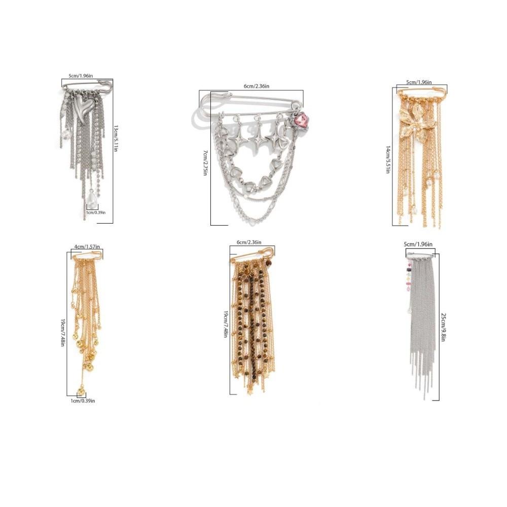 Paper Clip Shape Golden Beaded Tassel Brooch Light Luxury Style Tassel Ornaments Girl Gift