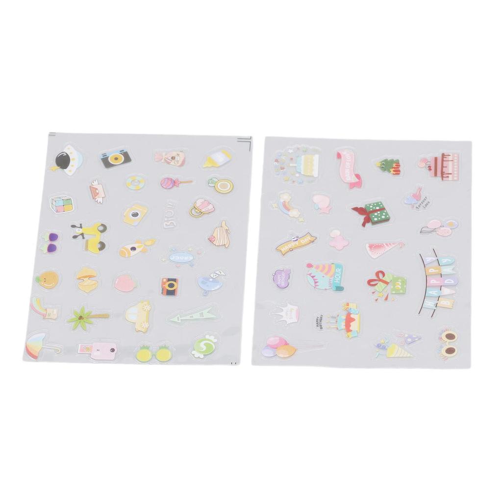 2PCS Decorative Stickers Cute Cartoon Self Adhesive Sticker Colorful PVC Sticker for   Album Planner Scrapbook