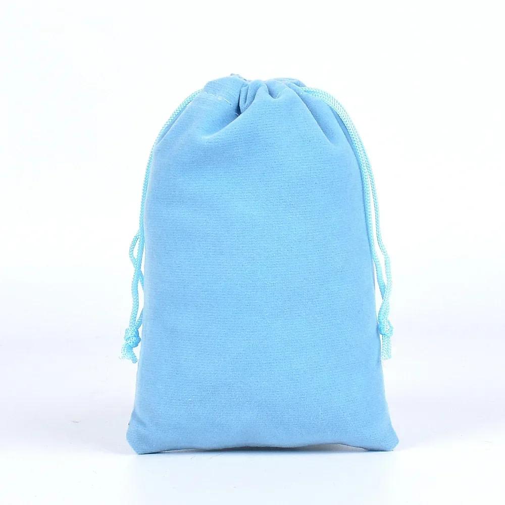 

10Pcs/Lot Soft Fabric Velvet Drawstring Gift Bags Wedding Candy Christmas Pouches Jewelry Storage Bag Festival Various Size 5x7cm Velvet bag&gift bags светло-синий