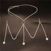 Hot Sex Fashionable Shiny M-shaped Rhinestone Heart Body Chain Jewelry Beach Party Sexy Women's Crystal Bra Chain Accessories