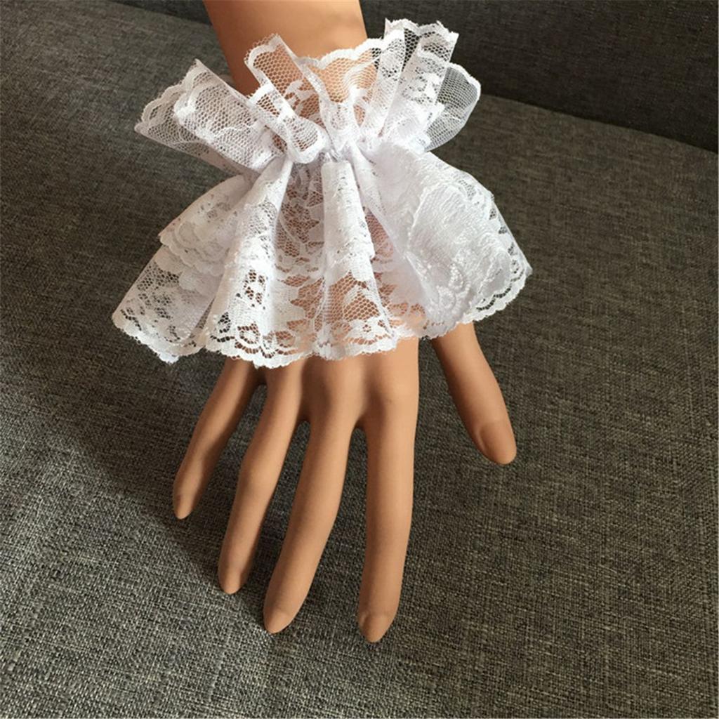 Elastic Lace Wrist Sleeves For Sun Protection Breathable Comfortable Unisex Design White Black Color Choices