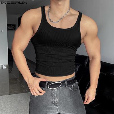 Men Summer Sleeveless Short Racerback Rib Tank Tops