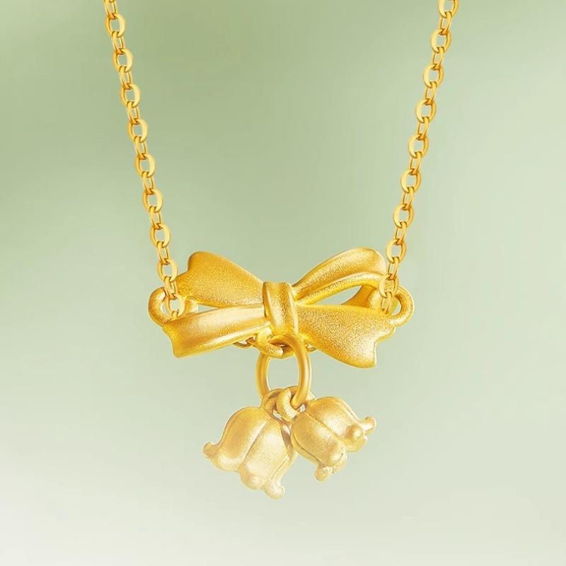 New Bow Lily Of The Valley Necklace Female Simplicity High Sense On The Run Princess Ancient Collarbone Chain Does Not Fade