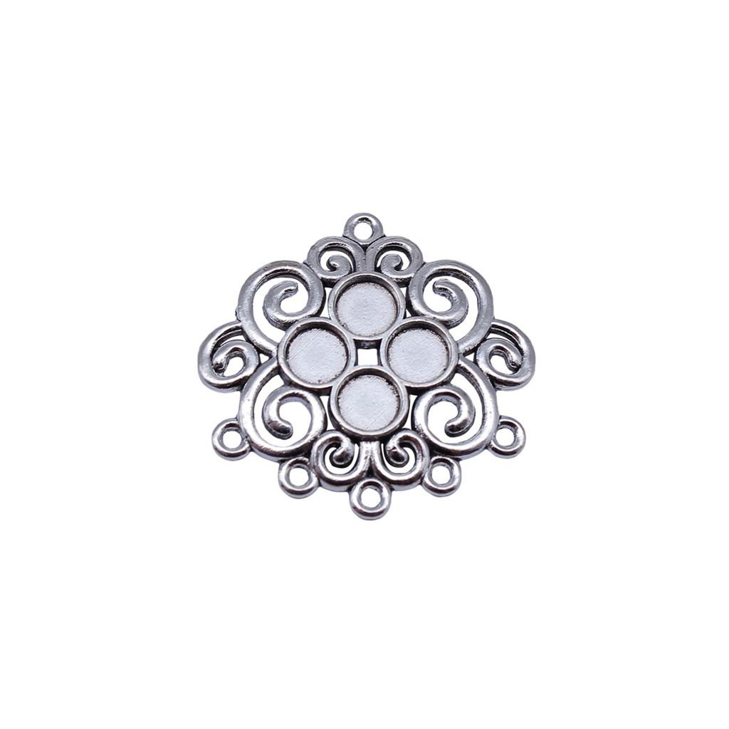 Floral Multi Loop Charm Vintage Filigree Findings Fit Flat Cabochon For Jewelry DIY